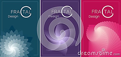 POSTER 10 A set of brochures with geometric fractals Vector Illustration