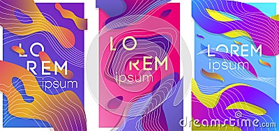 POSTER 15 A set of brochures in liquid style Vector Illustration