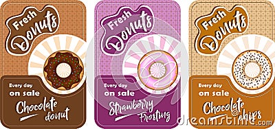 POSTER 19 Set of posters with donuts Vector Illustration