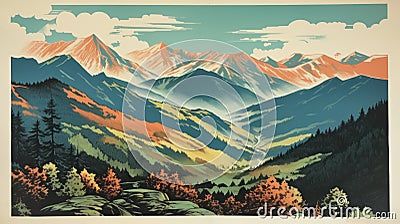 Vintage Glacier Postcard: Great Smoky Mountains National Park Stock Photo