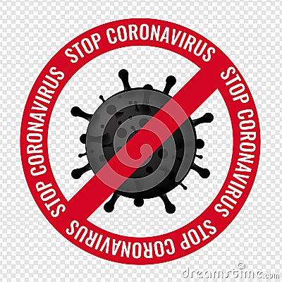 Poster Stop Coronavirus With Text Transparent Background Vector Illustration