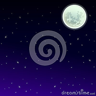 Poster in style of holiday all evil Halloween. The night sky at midnight by the light of full moon with space for your Vector Illustration