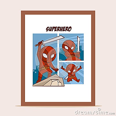 Poster Superheroes in the city Vector Illustration