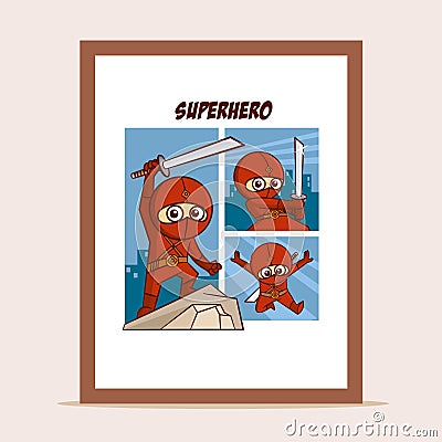 Poster Superheroes in the city Vector Illustration