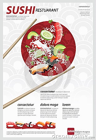 Poster of Sushi Restaurant Vector Illustration