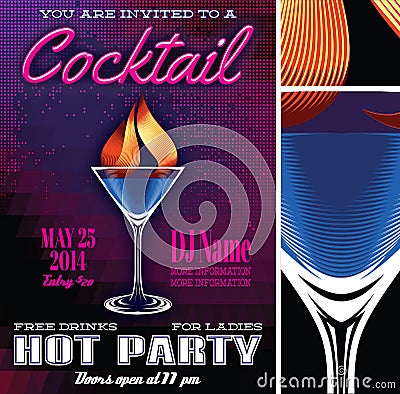 Poster template for the cocktail party Vector Illustration