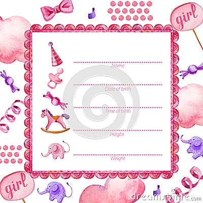 Poster template for newborn baby girl_Baby Shower Stock Photo