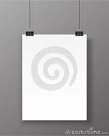 Poster template. Vector blank paper banner isolated Cartoon Illustration