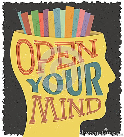 Poster with text Open your mind Stock Photo