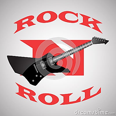 Poster to the world day of rock n roll ,black guitar Vector Illustration