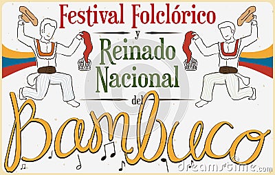 Poster with Traditional Bambuco Dance Display for Colombian Folkloric Festival, Vector Illustration Vector Illustration