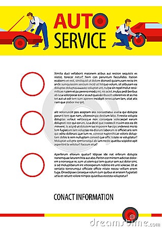 Poster vector template for autoservice or car repair Vector Illustration