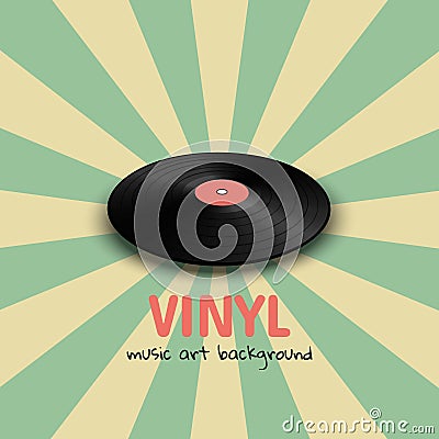 Poster of vinyl player record. Music label logo. Vector Illustration