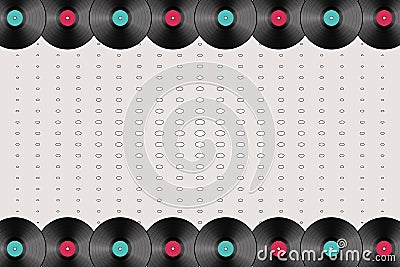 Poster of vinyl player record. Retro music banner Vector Illustration