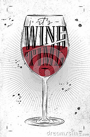 Poster wine time Vector Illustration