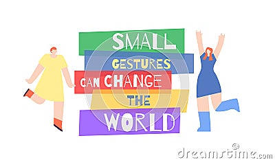 Poster Woman Motivation Appeal Slogan Change World Vector Illustration