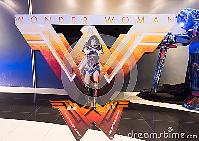 Poster of Wonder Woman in Malaysian cinema Editorial Stock Photo