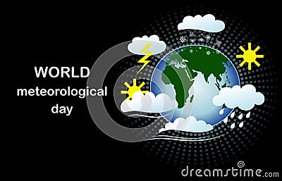 Poster World meteorological day with weather change Vector Illustration