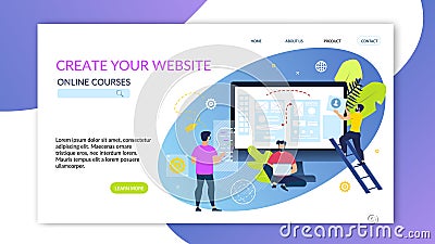 Poster Written Great Your Website Online Courses. Vector Illustration