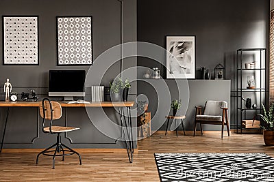 Grey open space interior Stock Photo