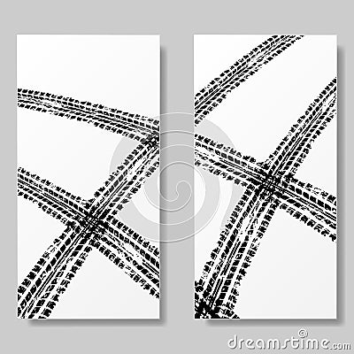 Posters with tire tracks Vector Illustration