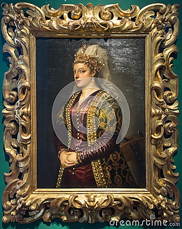 Posthumous portrait of Caterina Cornaro, done by Tiziano Vecellio Editorial Stock Photo