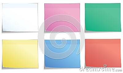 Postit in 6 colors Stock Photo