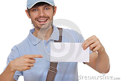 Postman delivering mail Stock Photo