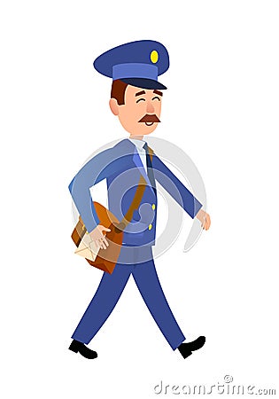 Postman Delivering Mail Isolated Cartoon Vector Vector Illustration