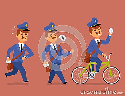 Postman delivery man character vector courier occupation carrier package mail shipping deliver professional people with Vector Illustration