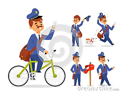 Postman delivery man character vector courier occupation carrier package mail shipping deliver professional people with Vector Illustration