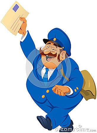 Postman with letters Cartoon Illustration