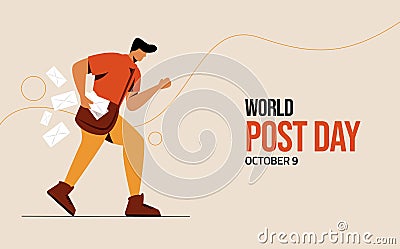 Postman with letters, world post day illustration Cartoon Illustration
