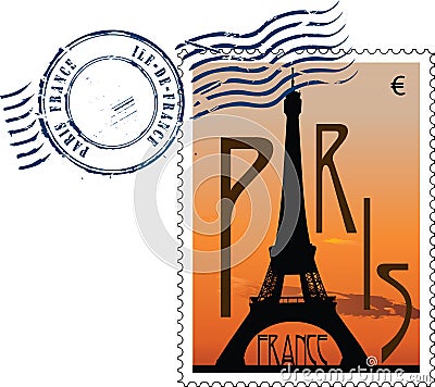 Postmark from france Vector Illustration