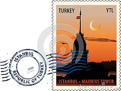 Postmark from Istanbul Vector Illustration