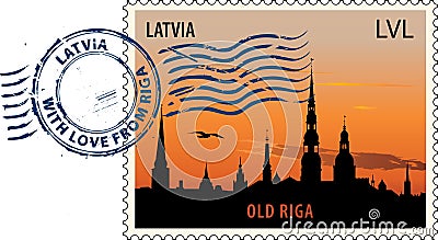 Postmark from Latvia Vector Illustration
