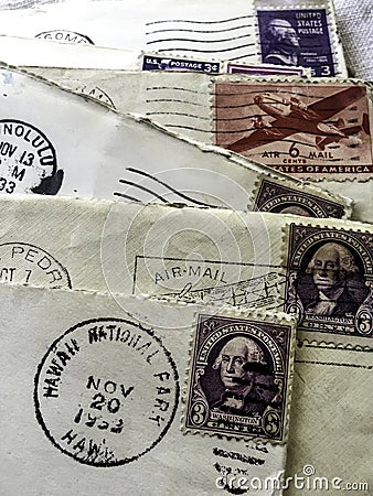 1953 postmark letters Editorial Stock Photo