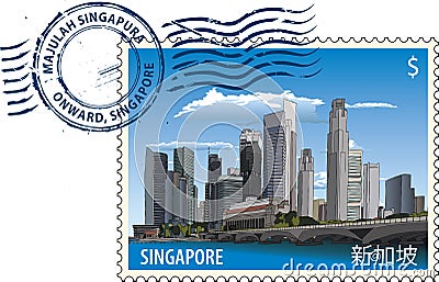 Postmark from Singapore Vector Illustration