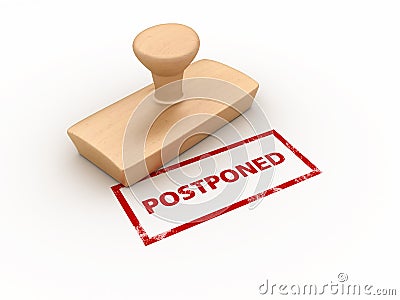 Postponed Rubber Stamp Cartoon Illustration