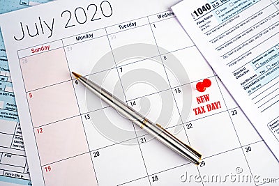 Postponed tax return deadline day to wednesday 15 july 2020 due to the covid-19 corona virus crisis Editorial Stock Photo