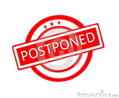 Postponed word written on red rubber stamp Stock Photo