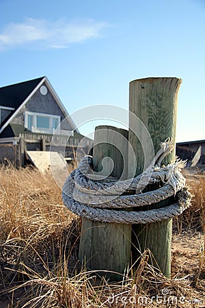 Posts on Beach Stock Photo