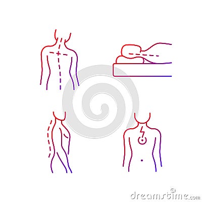 Postural dysfunction gradient linear vector icons set Vector Illustration