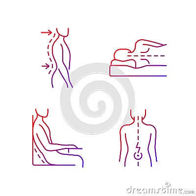 Postural dysfunction gradient linear vector icons set Vector Illustration