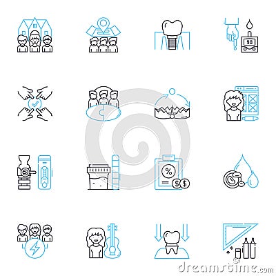 Posture Control linear icons set. Alignment, Balance, Stability, Coordination, Ergonomics, Flexibility, Mobility line Vector Illustration