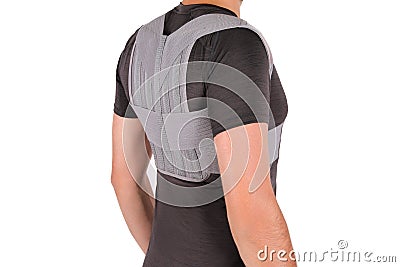 Posture Corrector isolated on white. Orthopedic lumbar support products. Lumbar Support Belts For Back Clavicle Spine Stock Photo