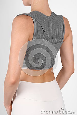 Posture Corrector isolated on white. Orthopedic lumbar support products. Lumbar Support Belts For Back Clavicle Spine Stock Photo