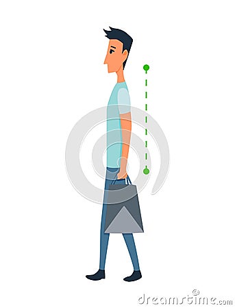 Posture and ergonomics. Correct alignment of human body in standing posture for good personality and healthy of spine Vector Illustration