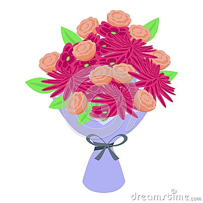 Posy flower bouquet icon isometric vector. Bunch gift Vector Illustration