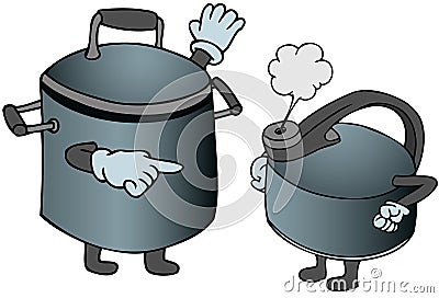 Pot Calling the Kettle Black Vector Illustration